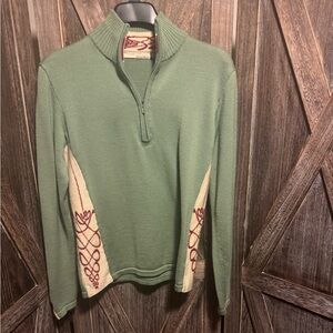 Smartwool Green and Cream Women's Zip Up Sweater